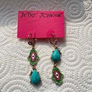 Betsey Johnson mismatch hamsa earrings